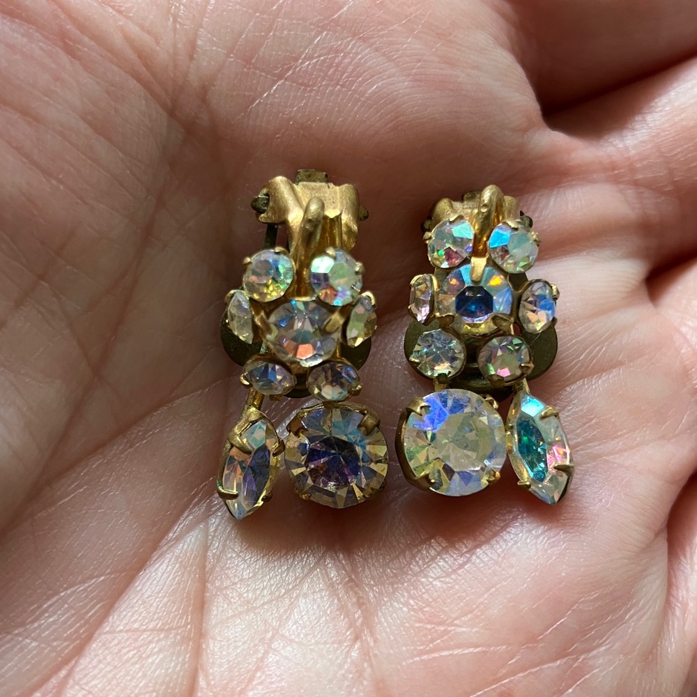 Vintage Triad AB Crystal Rhinestone Earrings
